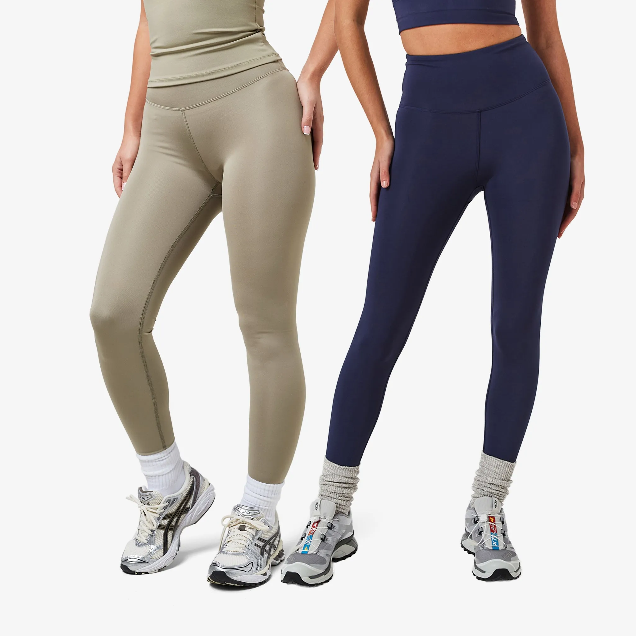 Reflective details Versatile Look 2-Pack Second Skin Leggings | Olive/Midnight Blue