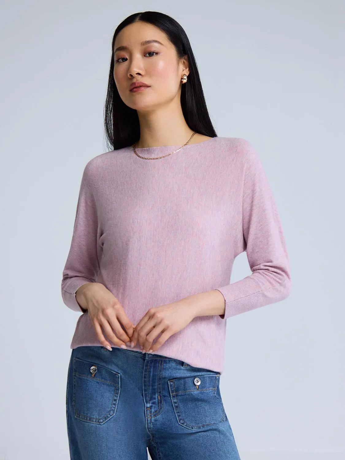 3/4 Dolman Sleeve Boat Neck Sweater Moisture Wicking Yarn