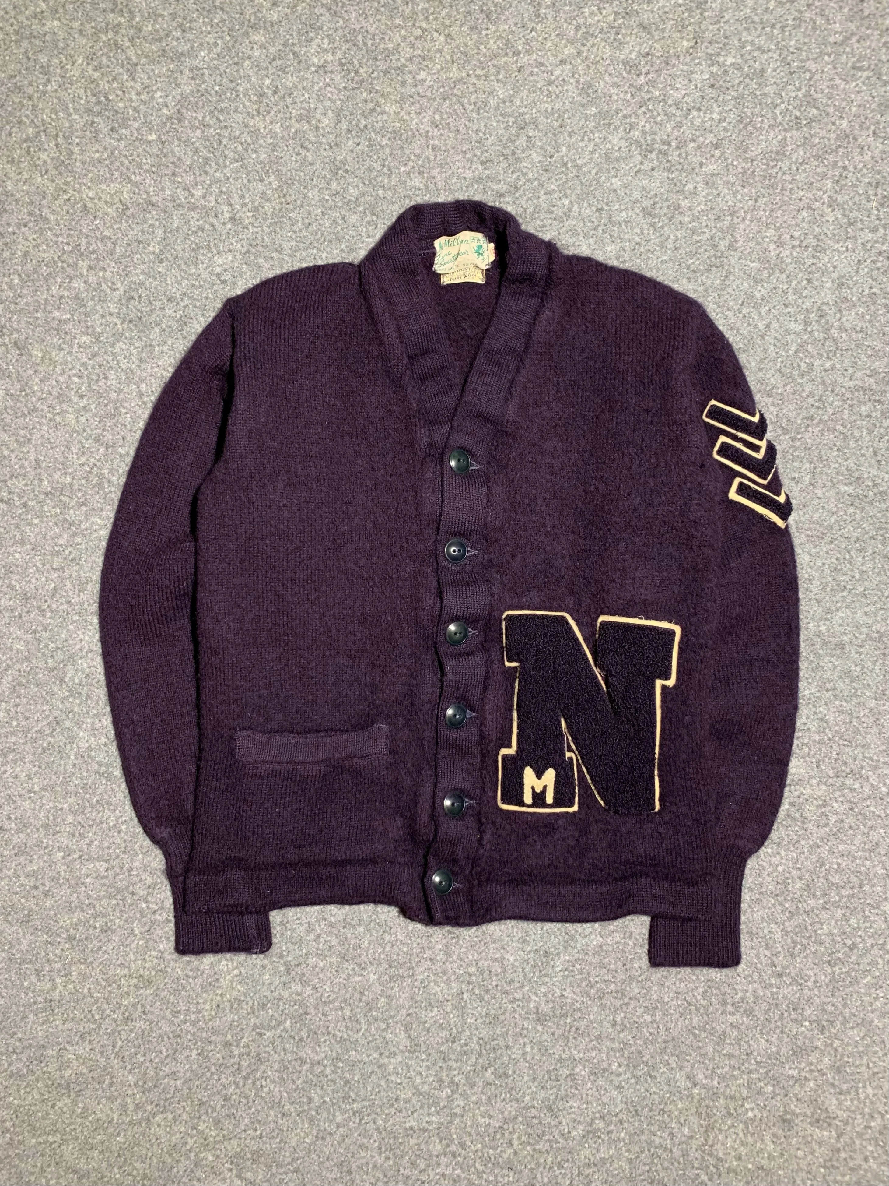 80s McMillan college cardigan (S) YarnDyed Stripes Light Reflective Trims