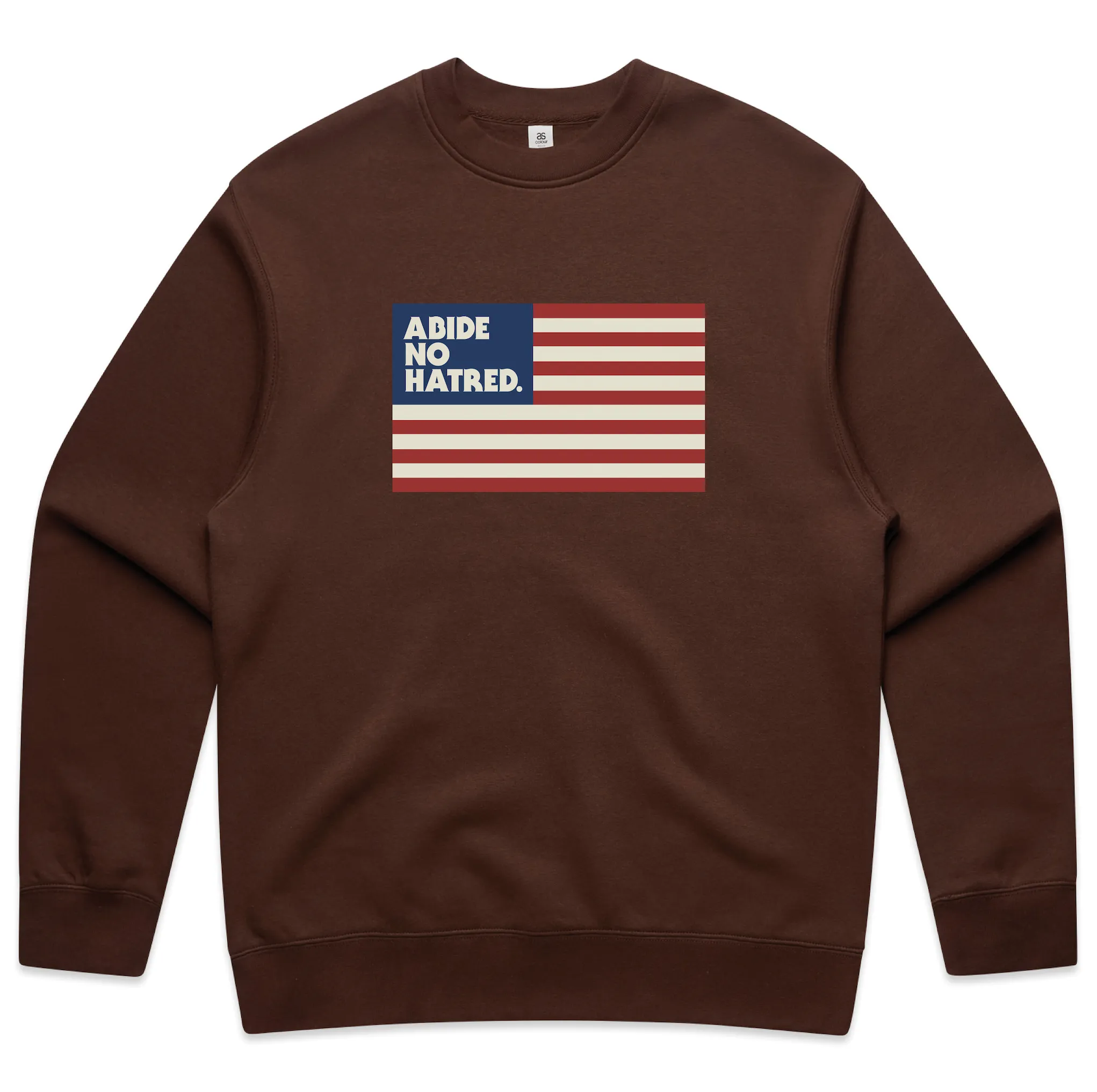 Sporty Look product shoe support Abide No Hatred American Flag Sweatshirt (Chocolate)