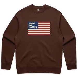 Fashion Layering product thermal lining insulation Abide No Hatred American Flag Sweatshirt (Chocolate)