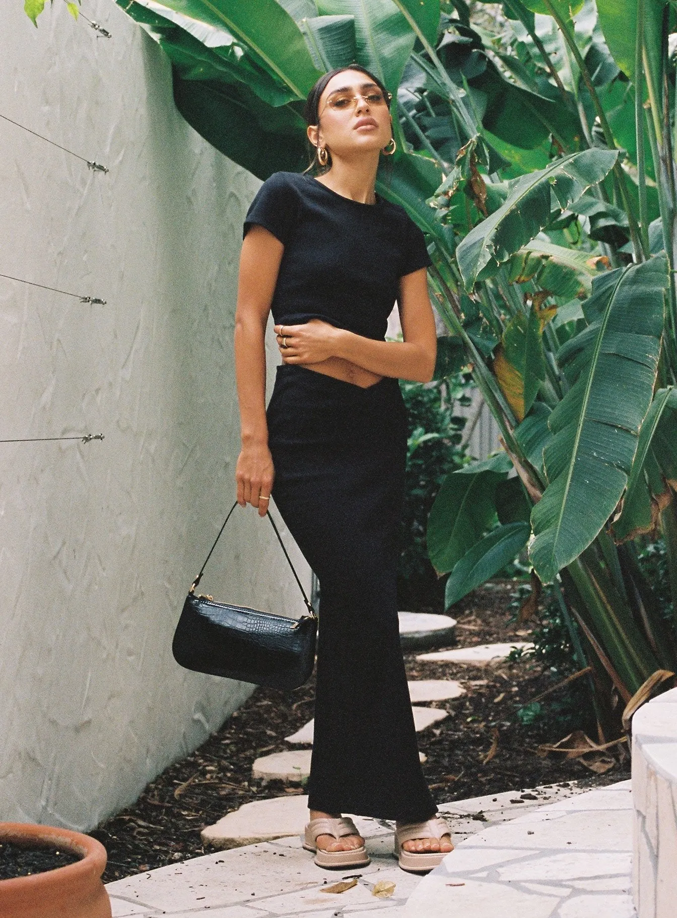 Abigail Midi Skirt Black Urban Pulse Breathable fabric