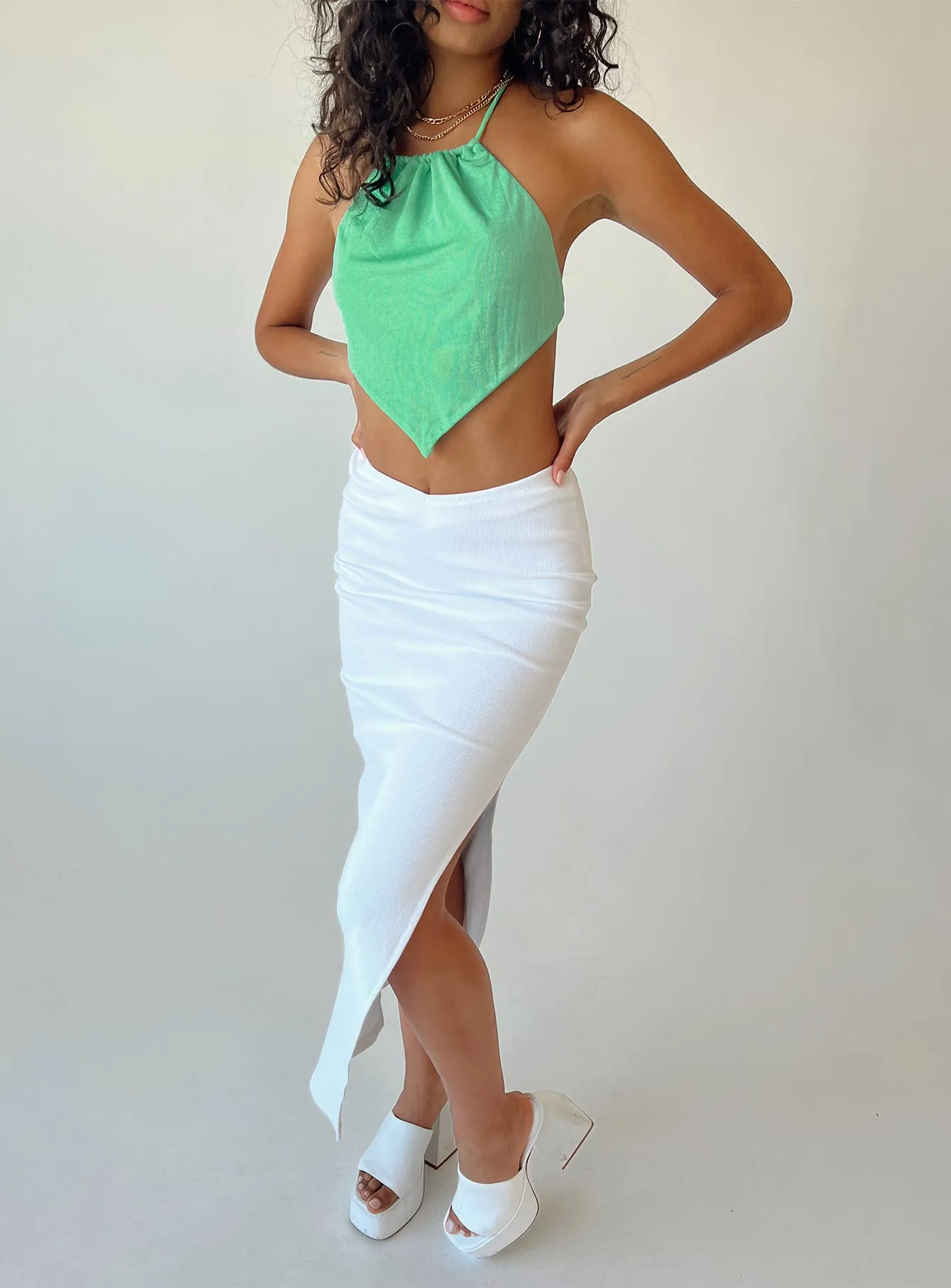 Key Feature Abigail Midi Skirt White