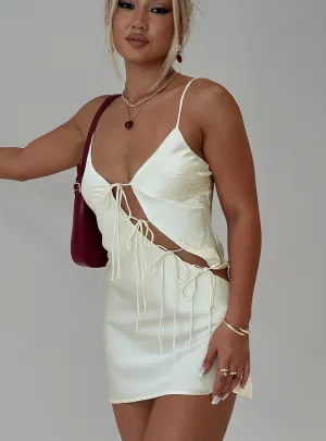 Cold-Shoulder Ready Anytime About A Girl Mini Dress Cornsilk