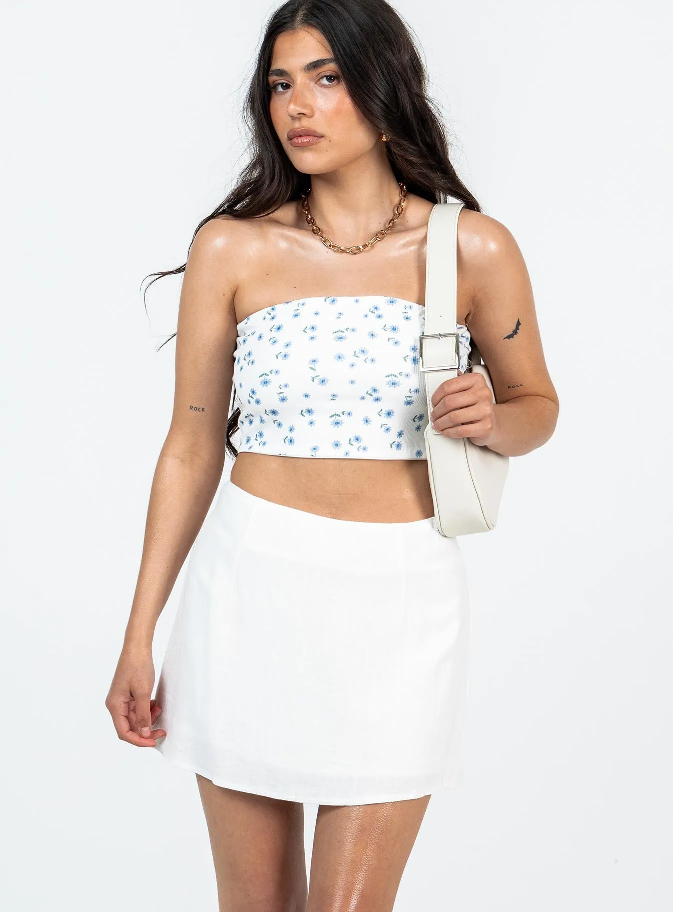 Modern Details Crisp Look Selby Mini Skirt White Petite