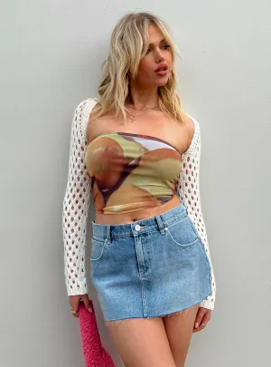 Abrand 99 Low Skirt Jealousy Light Wash Denim Button Fastenings