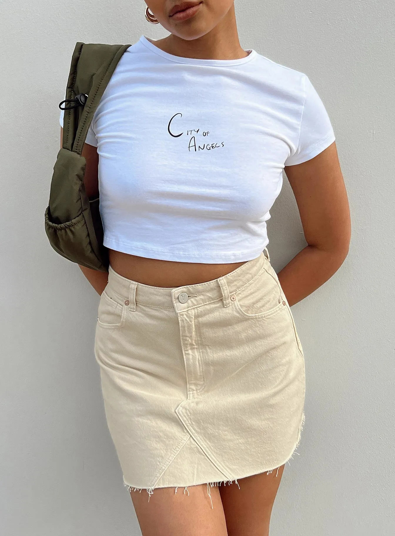 Refined Edge Soft Movement Abrand Aline Skirt Washed Ecru