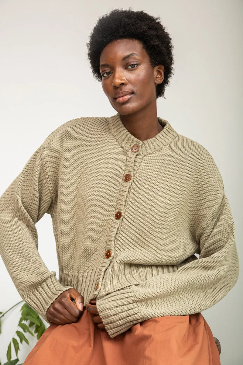 NonChafe OdorControlTech Sugi Organic Cotton Cardigan in Taupe