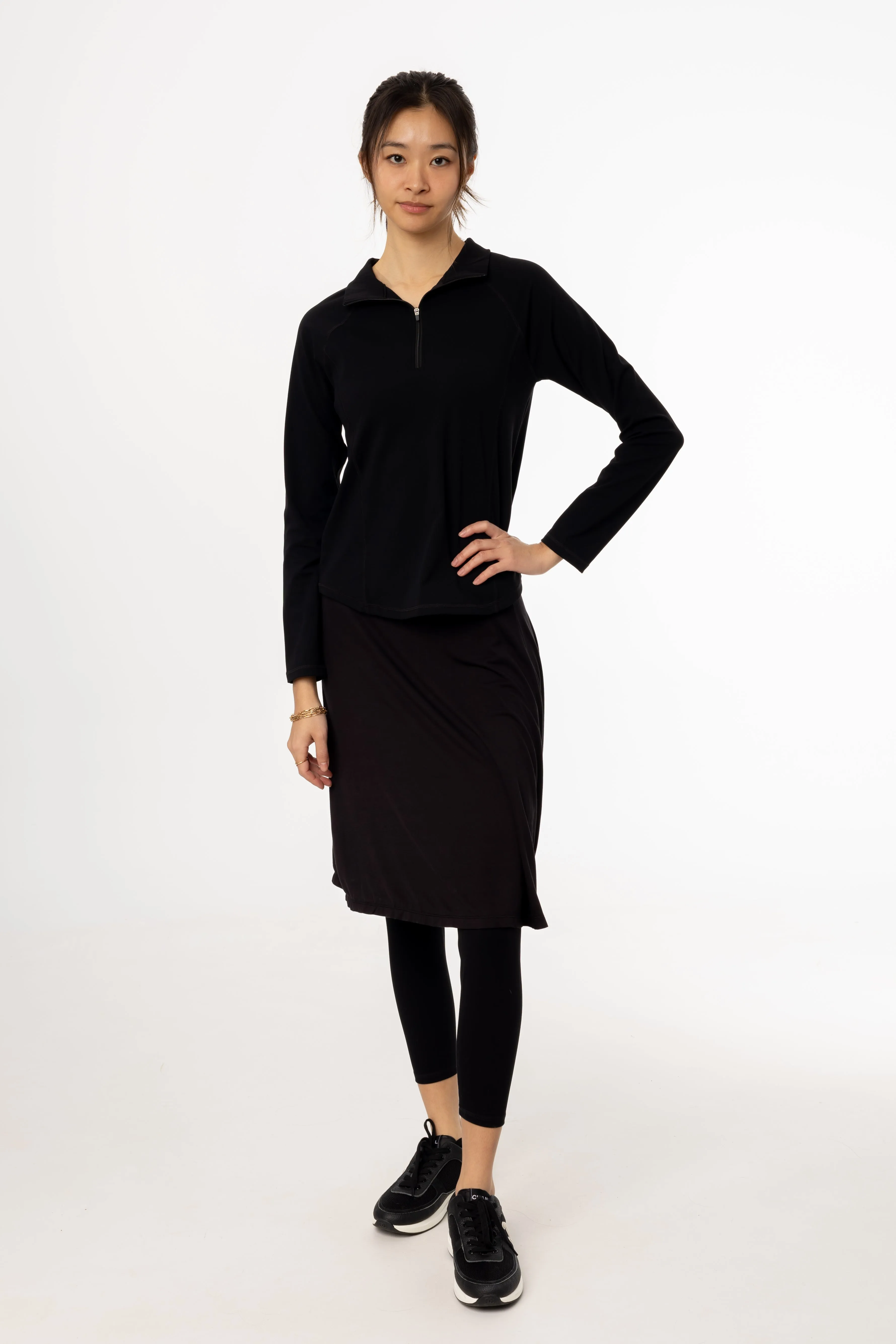 Smart Fit high contrast Black Short Flare Skirt