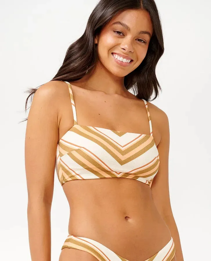 Rip Curl Womens Bikini Top Catalina Stripe Bandeau Quick Release Closures