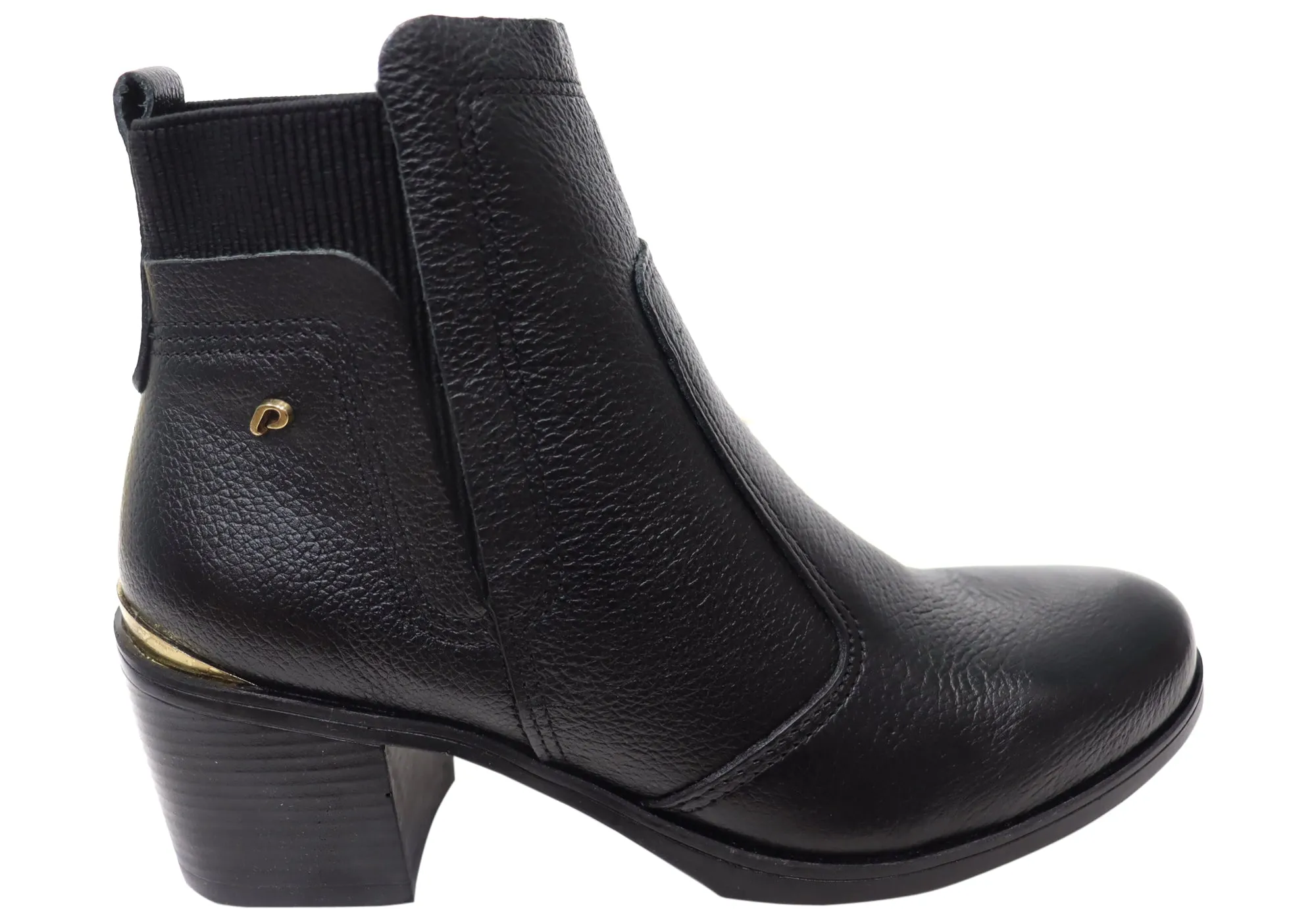 Pegada Lane Womens Mid Heel Leather Ankle Boots Made In Brazil Torsion Control System Stable Support Urban Commute