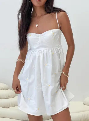 Addington Floral Mini Dress White Bold Touch Slit Detail