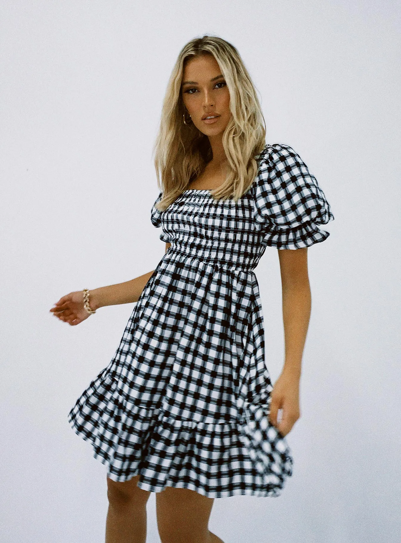 Adelio Mini Dress Black / White Wrap Charm