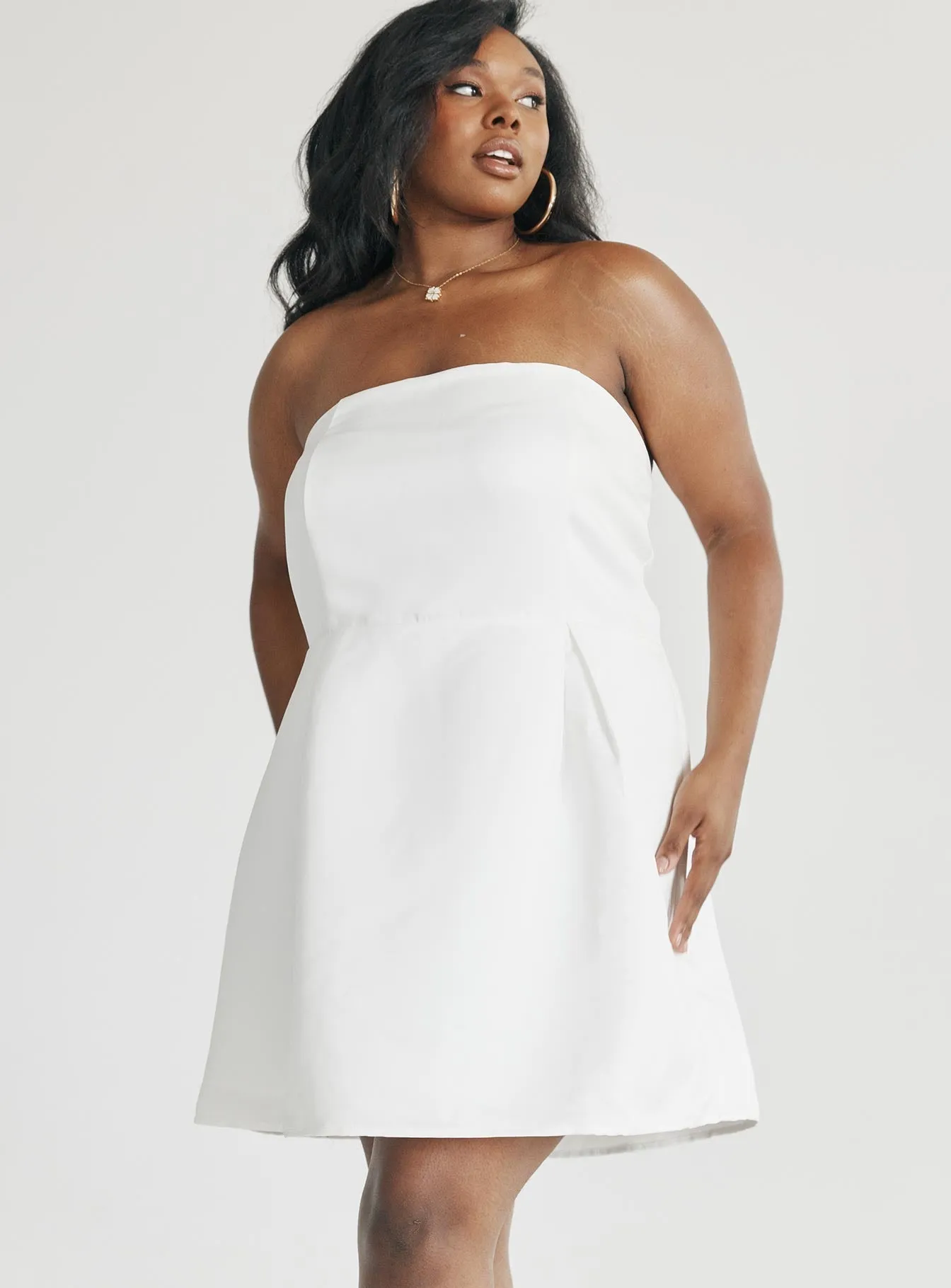 Fitted Design Spader Corset Mini Dress White Curve