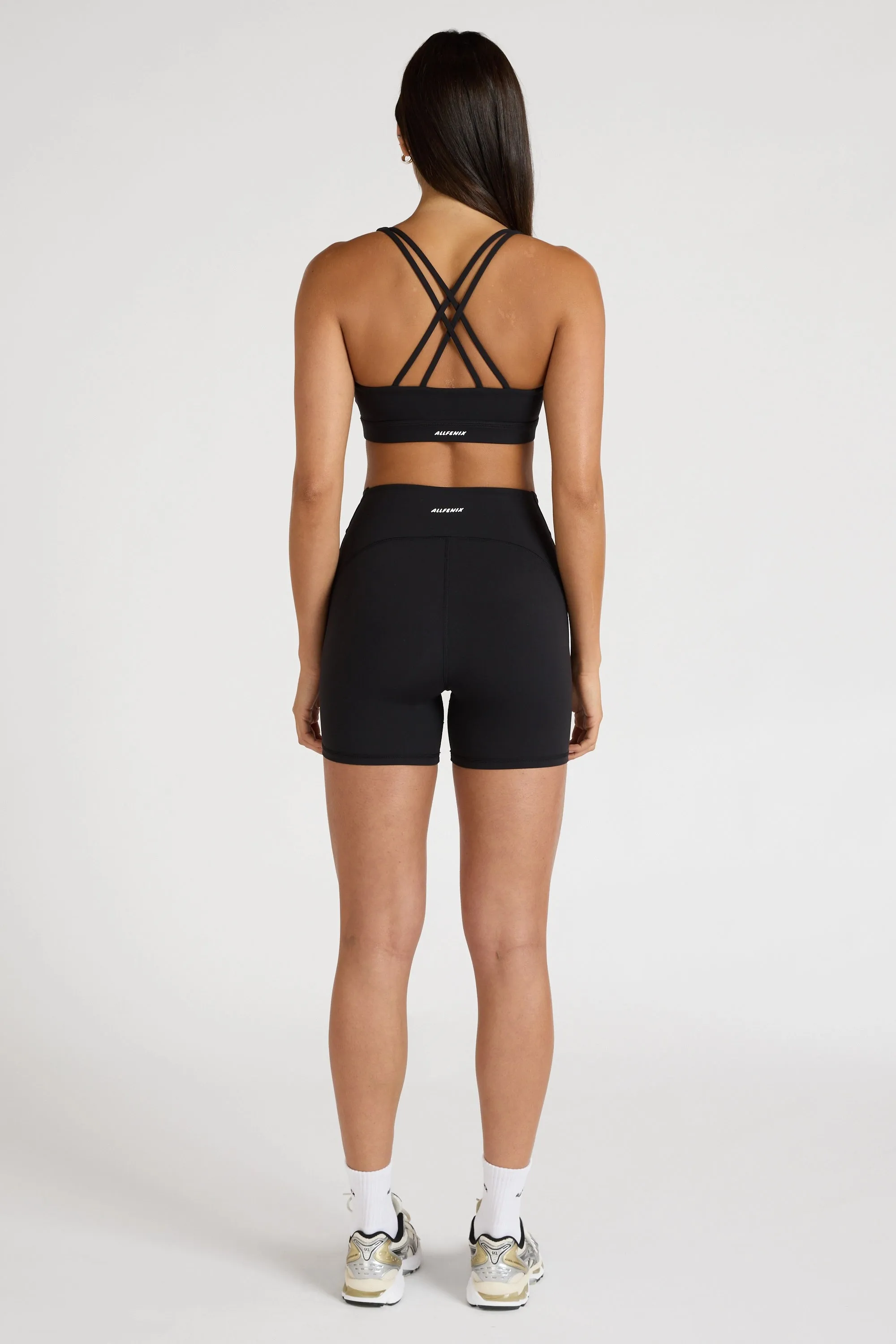 Gym members Gray sports outfit EcoSculpt Cross Back Sports Bra