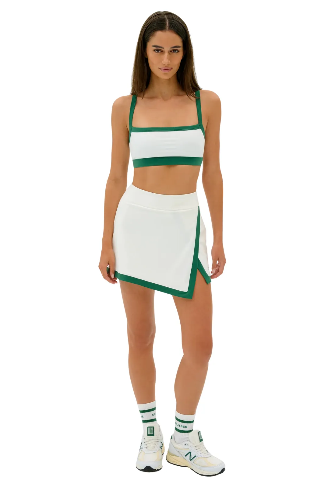 Monah Rigor Bra, White/Arugula Solid Stretchy Band