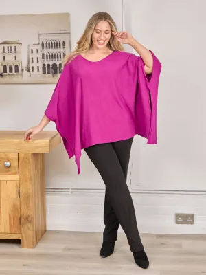 Simple Classic Adriana Knitted Poncho - Orchid