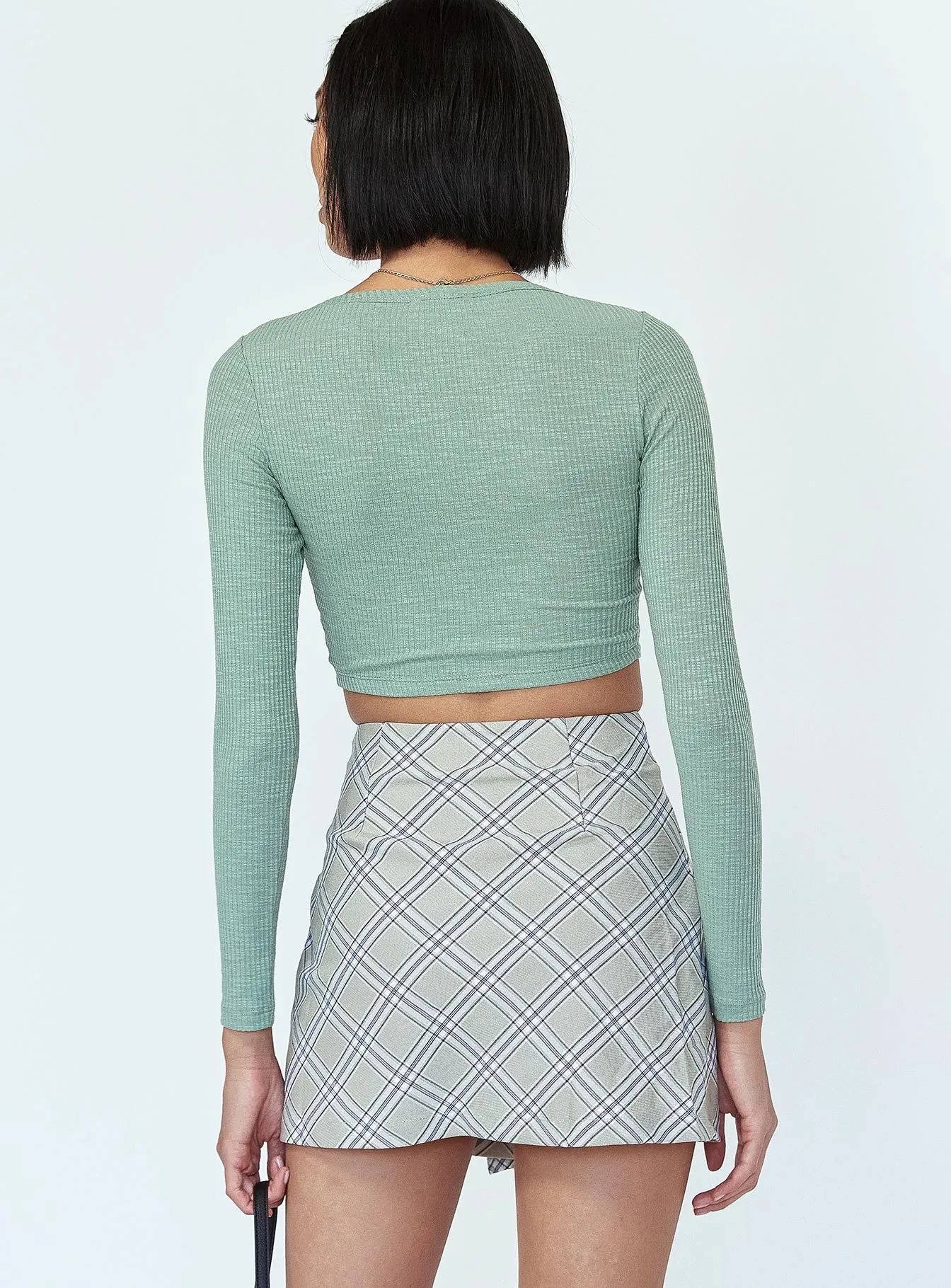 Ailisha Mini Skirt Green Roll Up Fasten