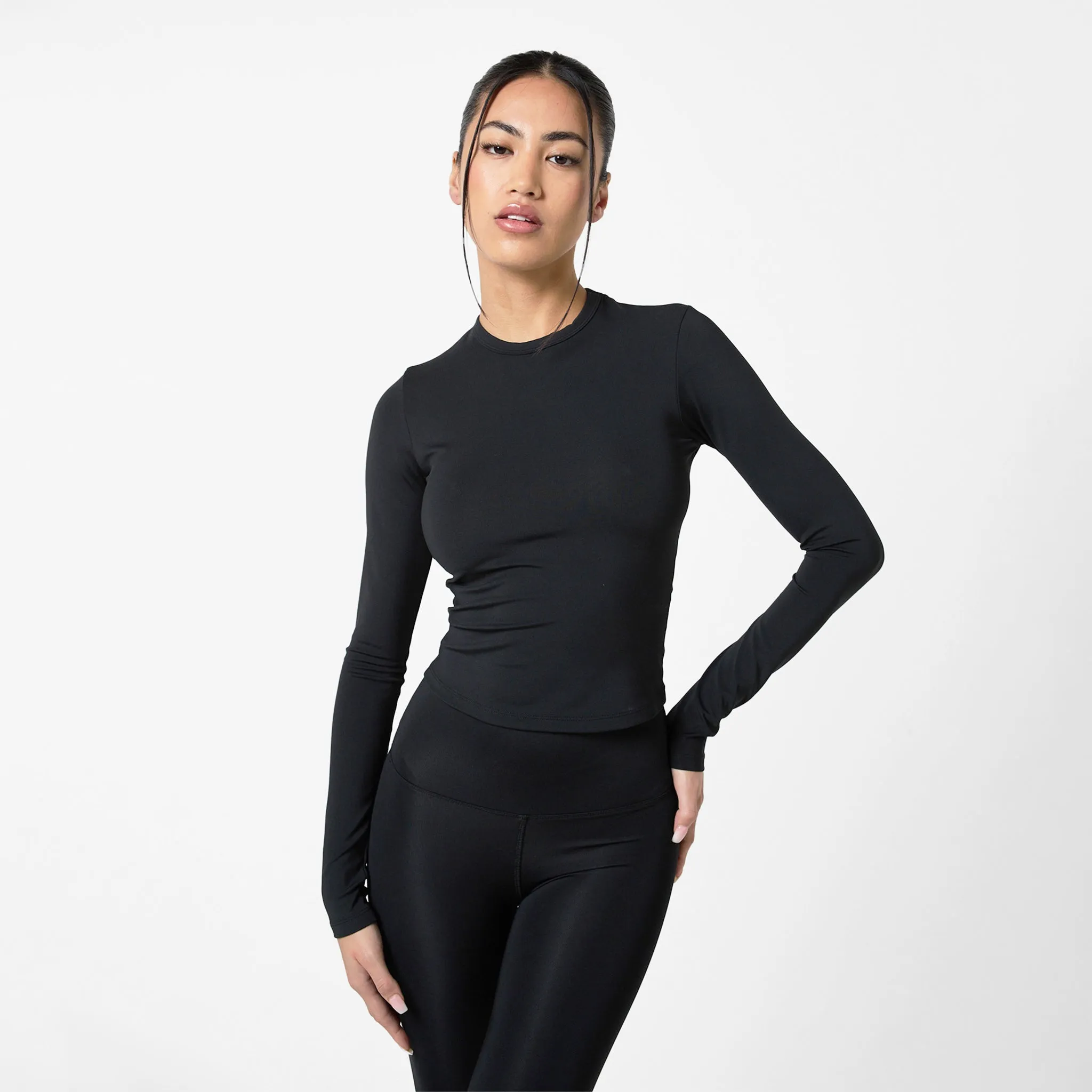 Second Skin Long Sleeve Top I Black Casual Chic