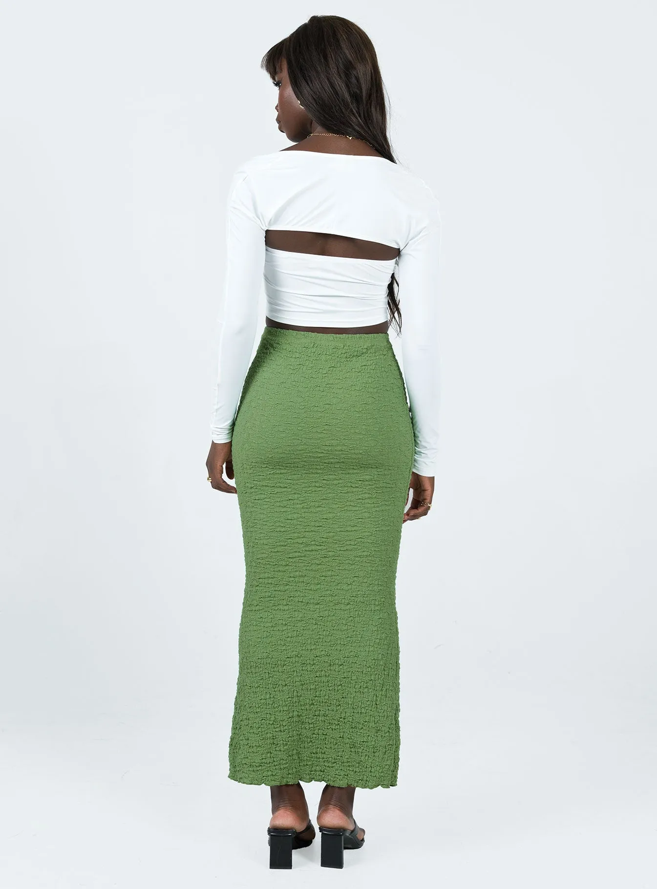 Simple Layers Cozy Tones Rubes Midi Skirt Green