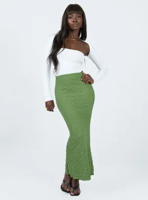 Casual Style Breathable fabric Rubes Midi Skirt Green