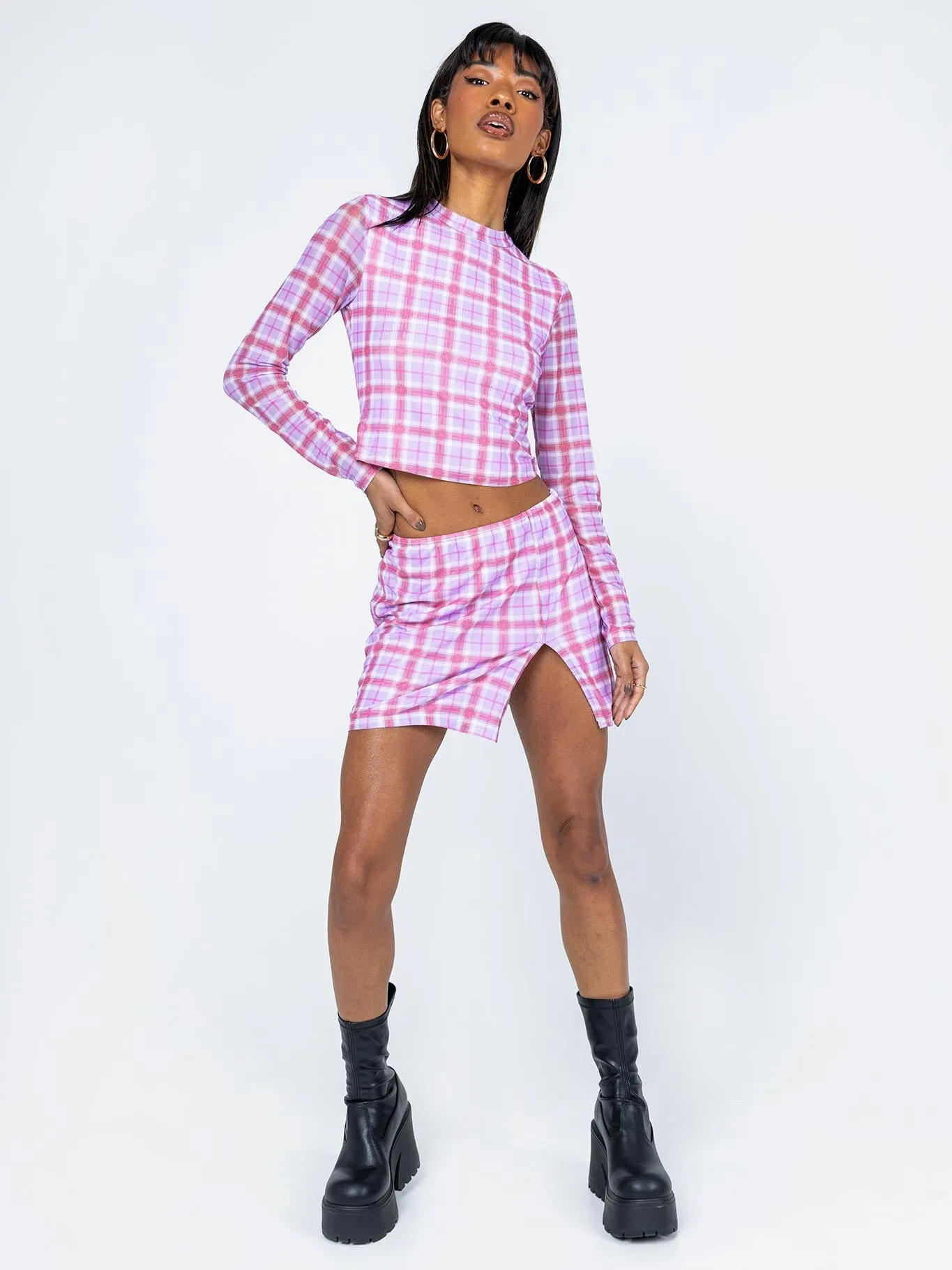 Iconic Style Alana Long Sleeve Set Pink / Purple