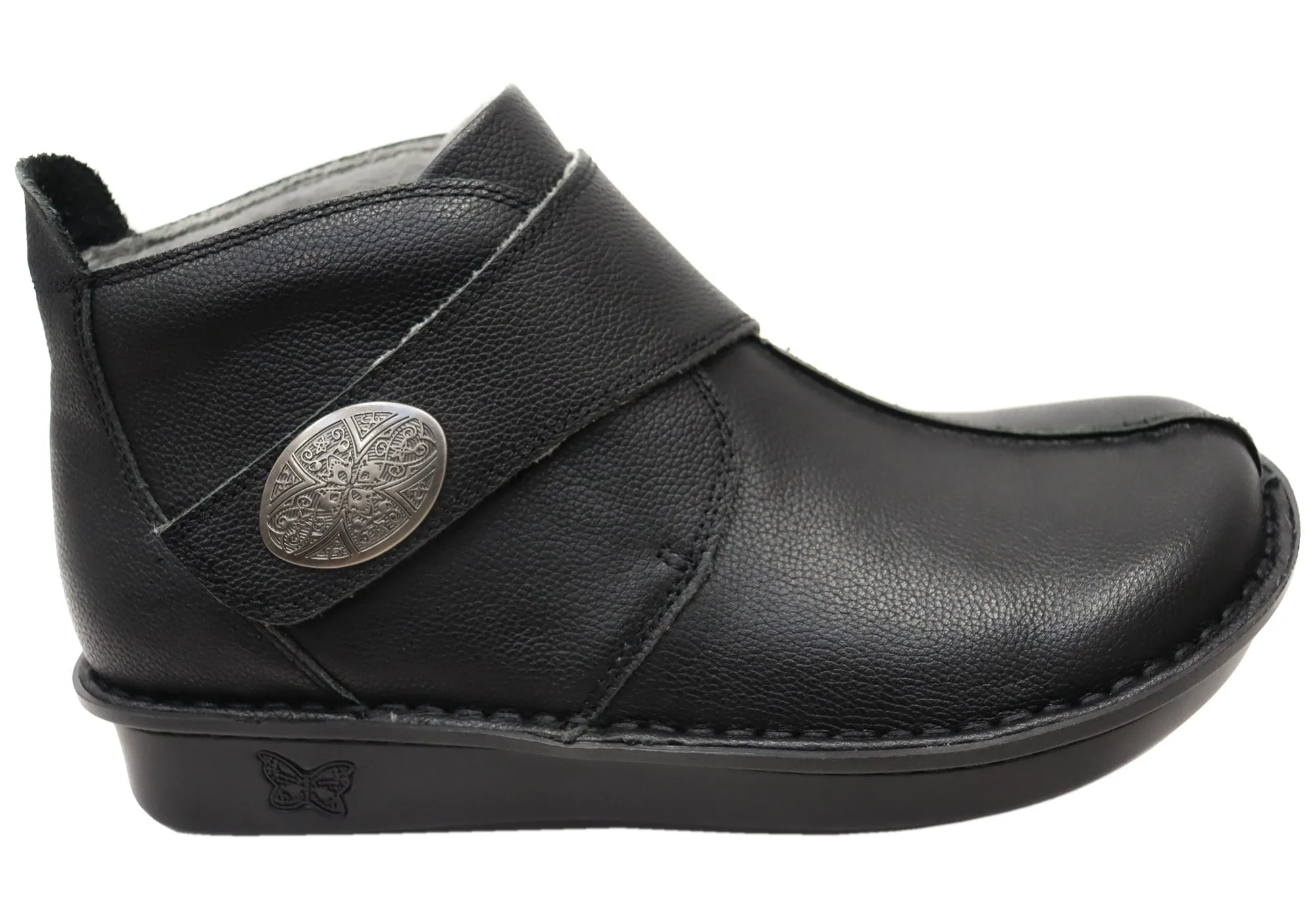 Alegria Caiti Womens Leather Ankle Boots With Adjustable Strap subtle style All-Season Protection