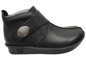 Alegria Caiti Womens Leather Ankle Boots With Adjustable Strap subtle style All-Season Protection