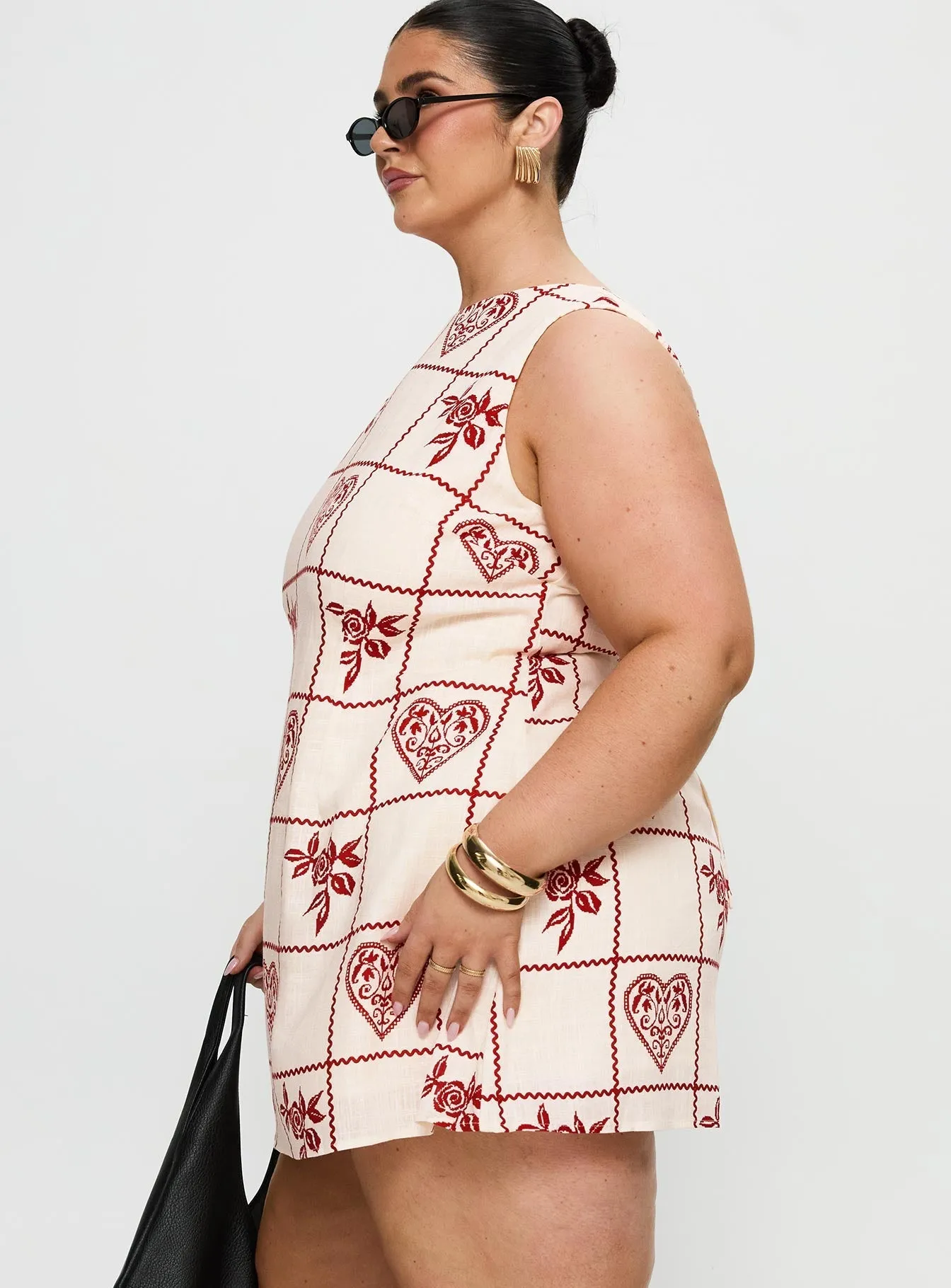 Alfalfa Shift Mini Dress Red Floral Check Curve Luxe Touch