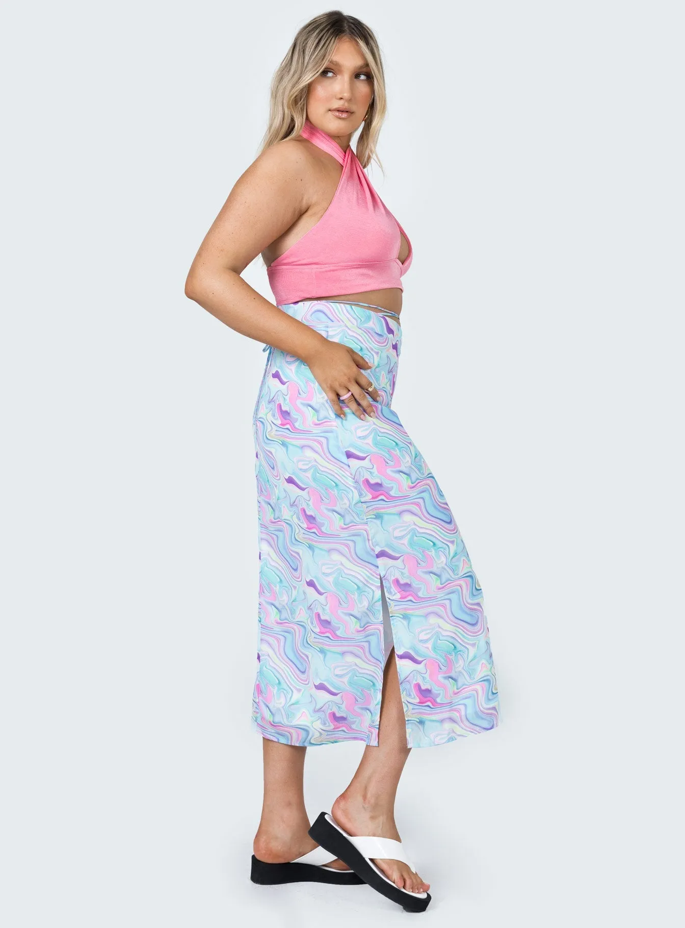 Aliana Midi Skirt Multi Machine wash safe Light Outfit