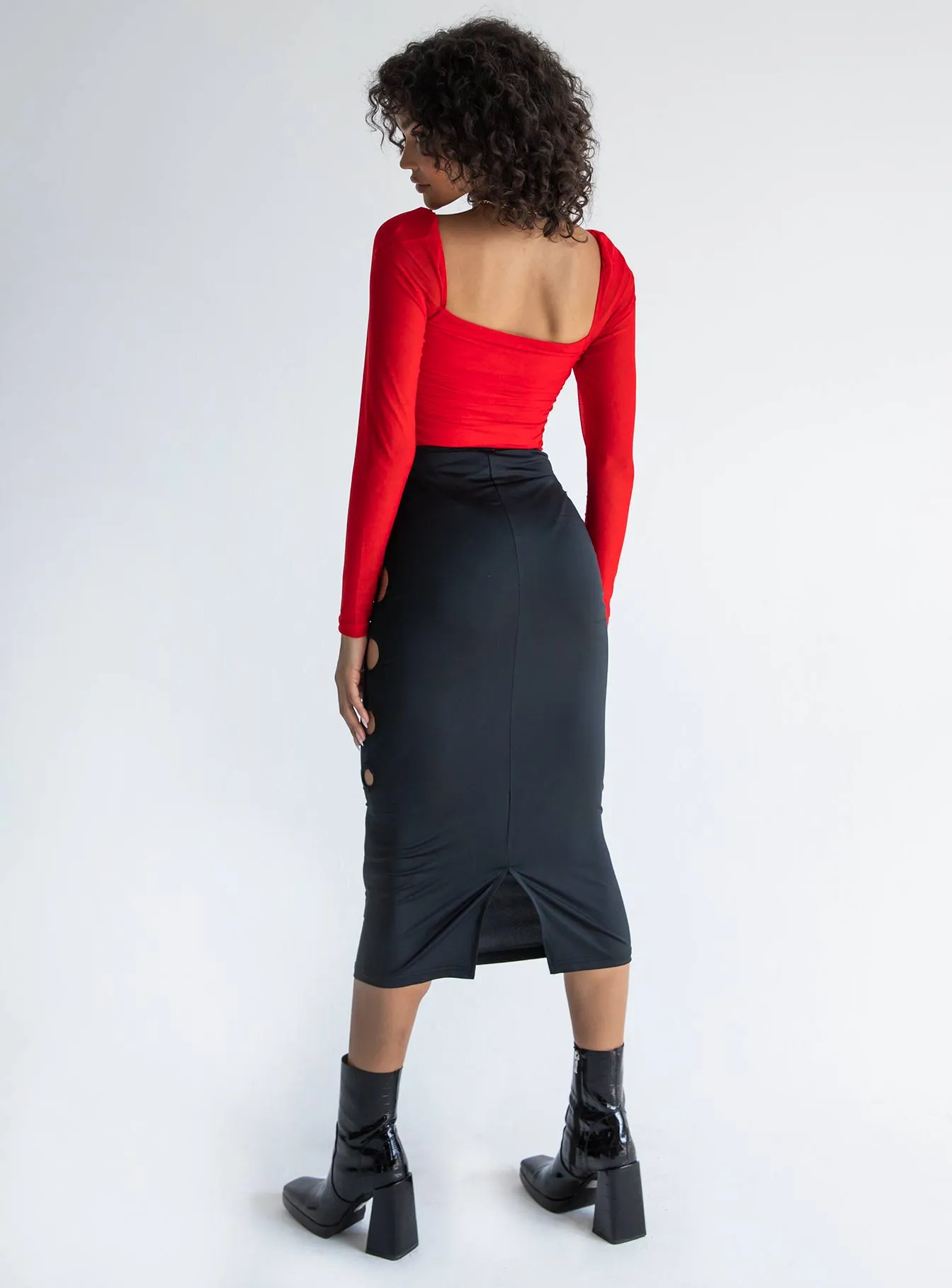 Lightweight Lining Classic Fit Alice Keyhole Maxi Skirt Black