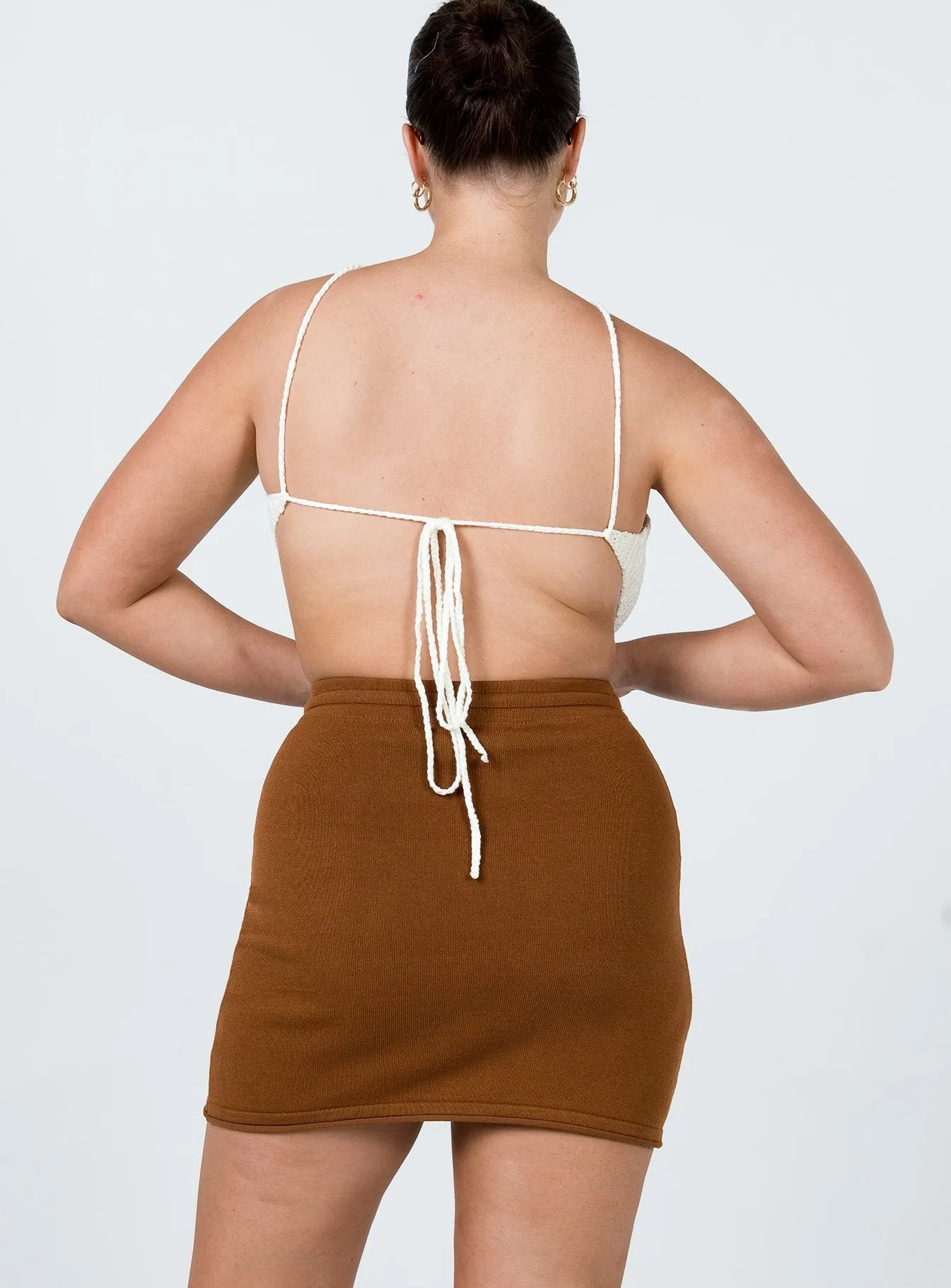 Alice Mini Skirt Brown Texture Focus Breezy Mood