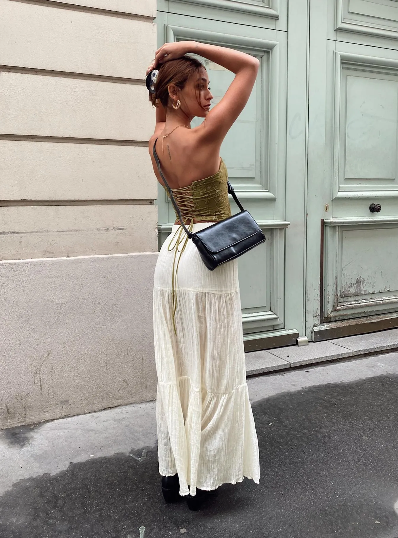 Gilchrist Low Rise Maxi Skirt Ivory Breezy Outfit Odor Resistant Treatment