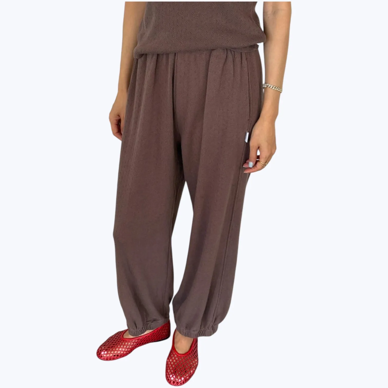 Sweat Wicking Liner Le Bon Shoppe Pointelle Balloon Pants Chocolate