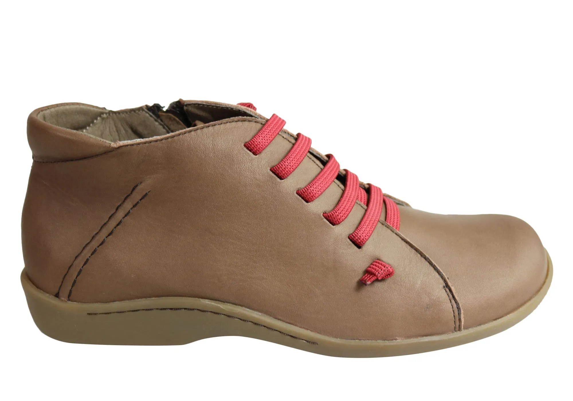 Flex Groove Engineering Trail Use Flex & Go Aubree Womens Comfort Leather Ankle Boots Made In Portugal