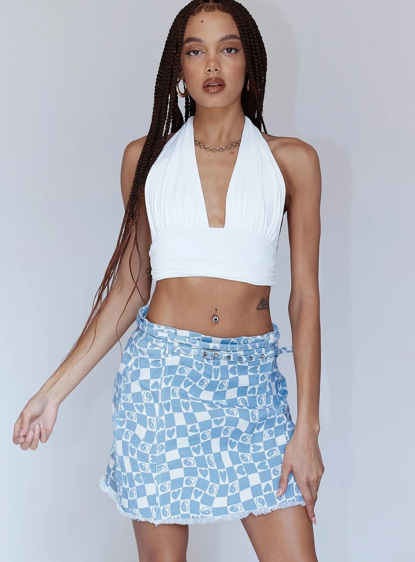 Allen Denim Mini Skirt Resort Vacation