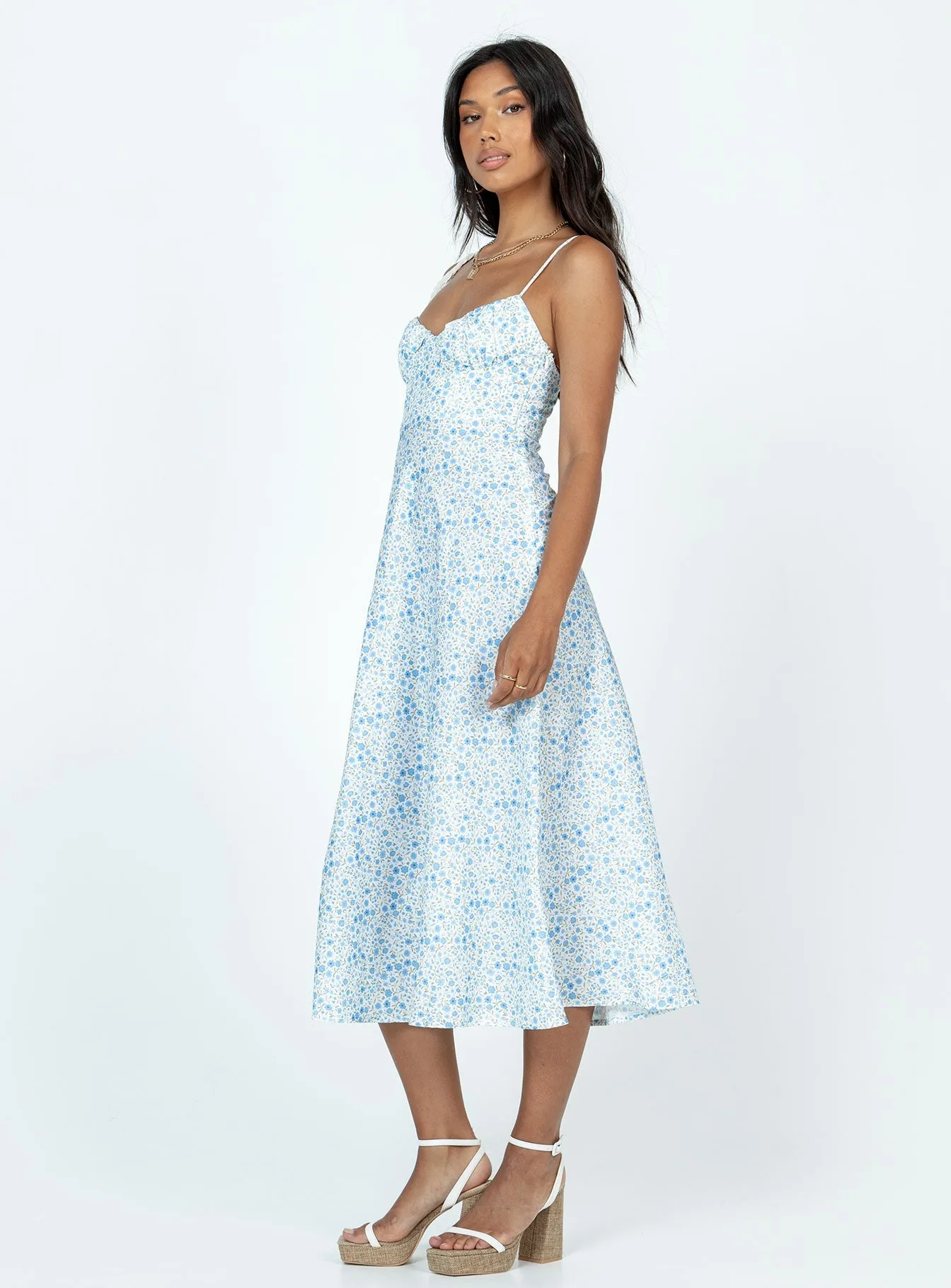 Amara Midi Dress Blue Multi Minimalist-Style Comfy Comfort