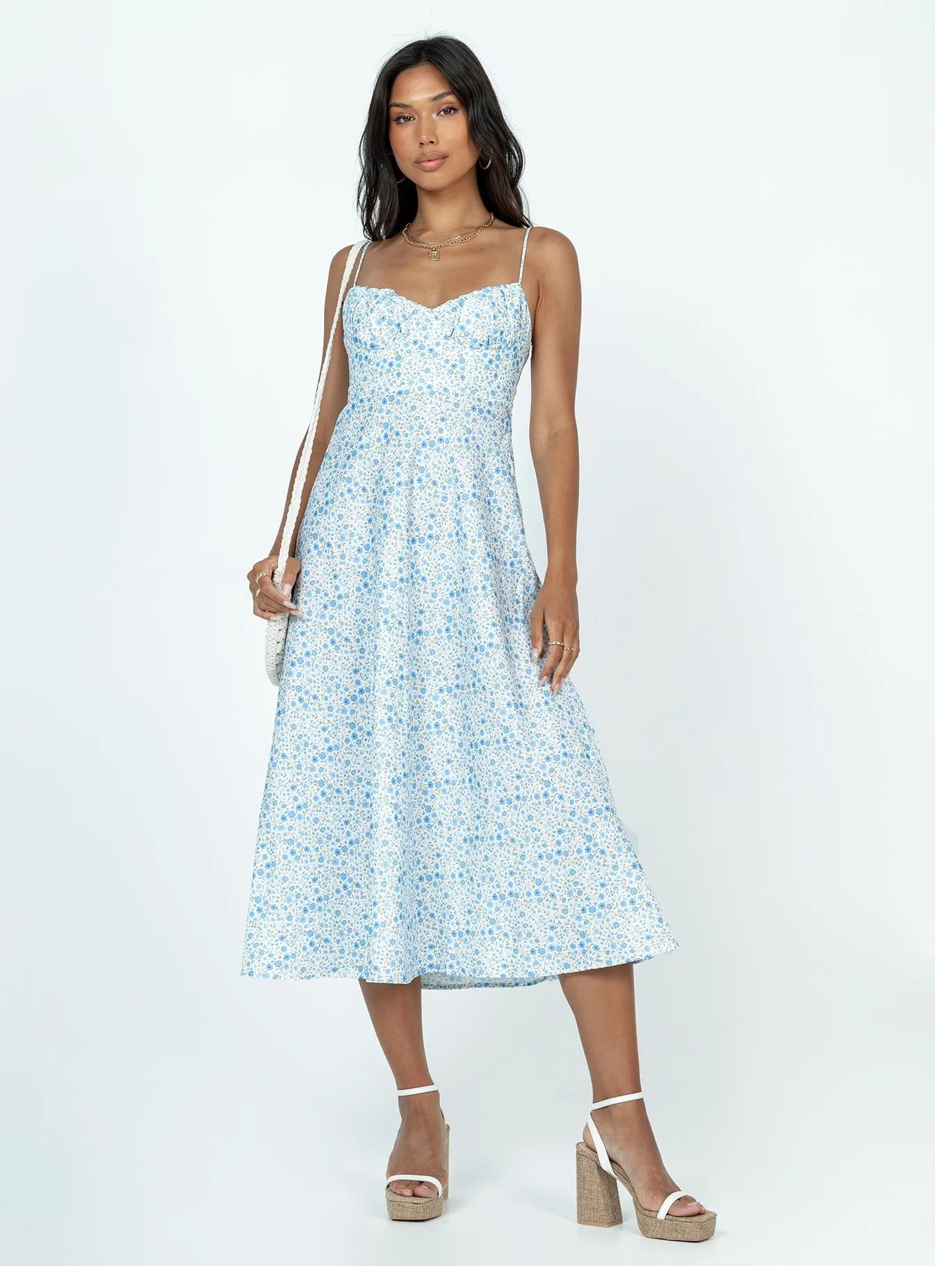 Amara Midi Dress Blue Multi Timeless Beauty