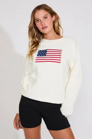 product sporty appeal AMERICAN FLAG PRINT PRINT CREW NECK SWEATSHIRT