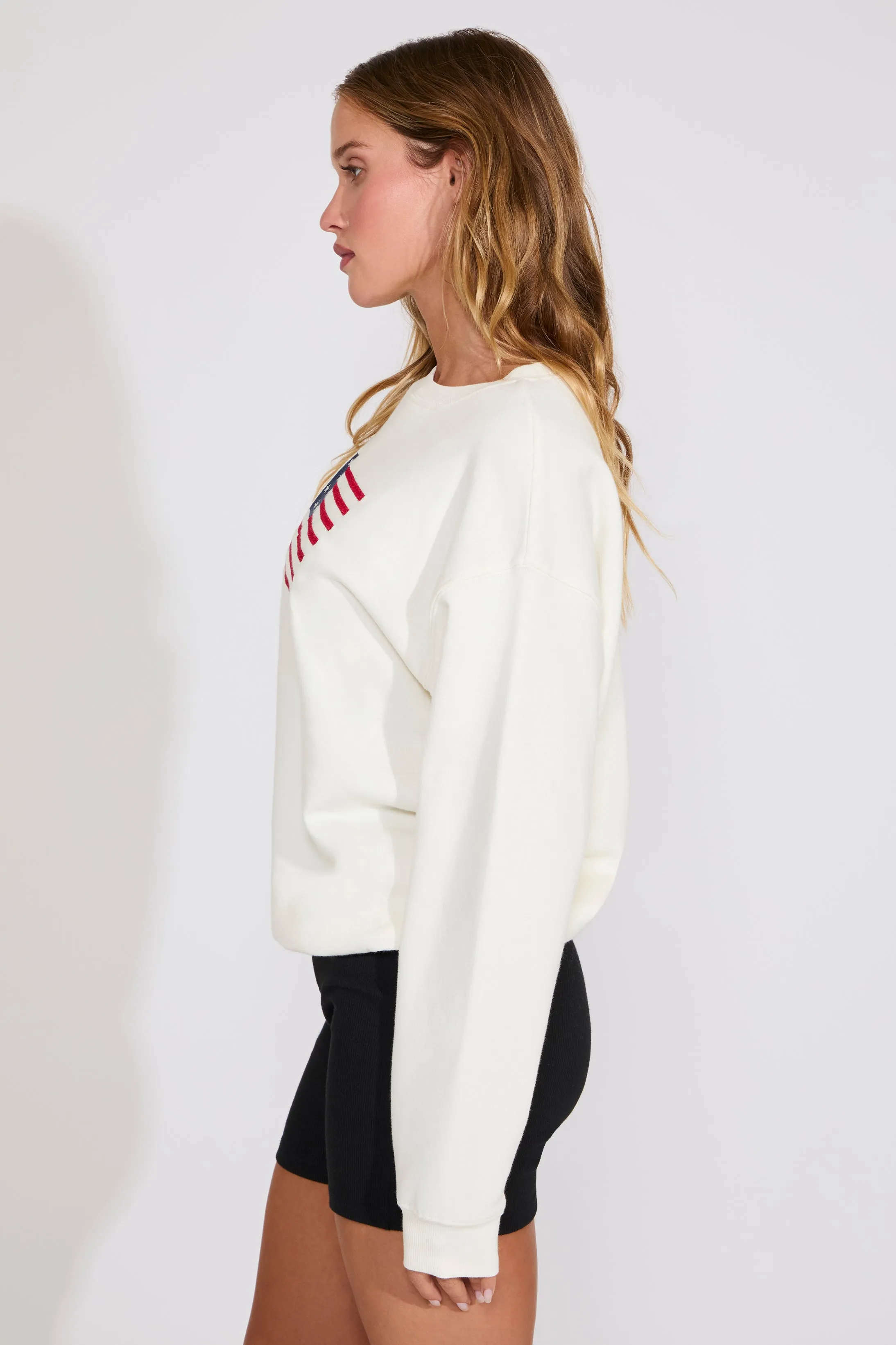 Anti-static AMERICAN FLAG PRINT PRINT CREW NECK SWEATSHIRT