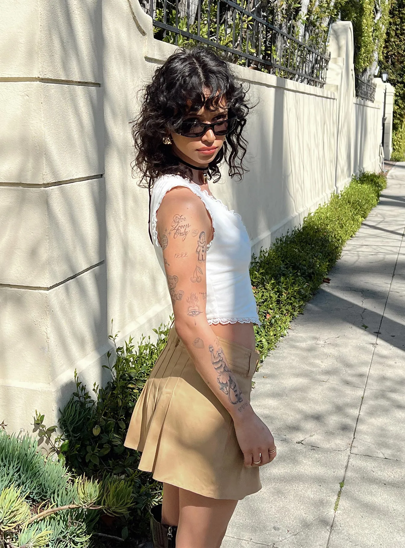 Amira Mini Skirt Beige Simple Layer