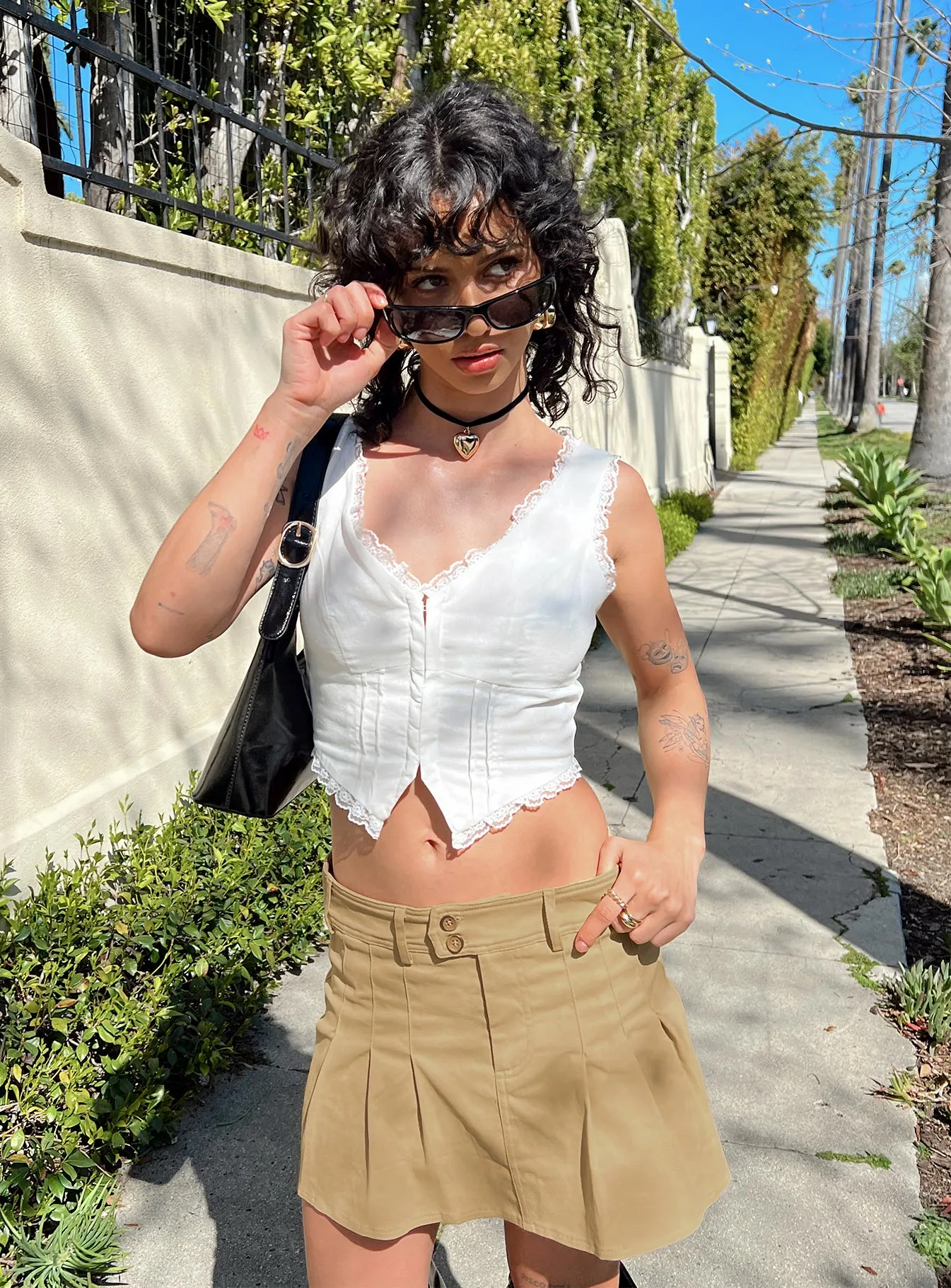 Eco conscious Amira Mini Skirt Beige