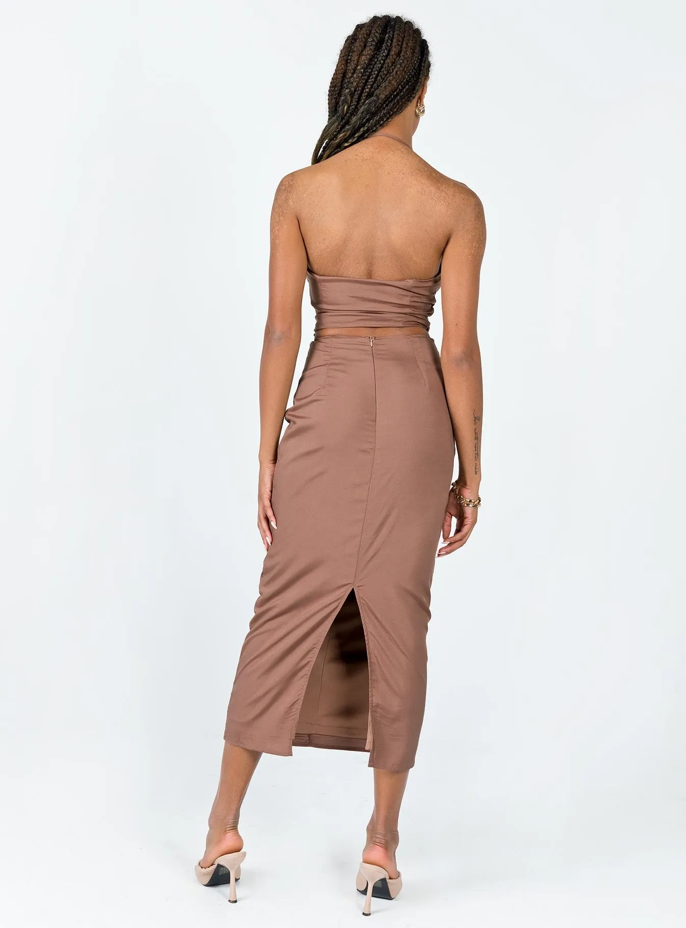 Boutique Exclusive Draped Design Amora Set Brown