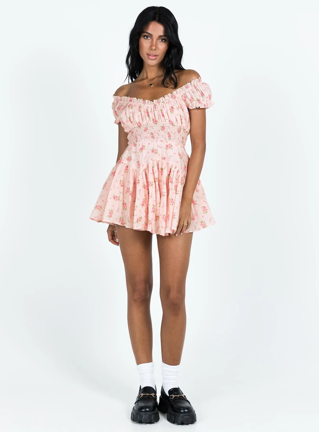 Smart Look Striped-Pattern Anastasiya Mini Dress Pink