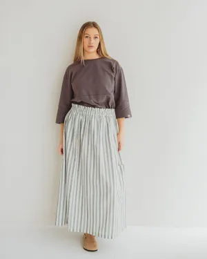 Diagonal Slit Layered Design Anna Multicolur Multifunctional Stripe Print Maxi Skirt