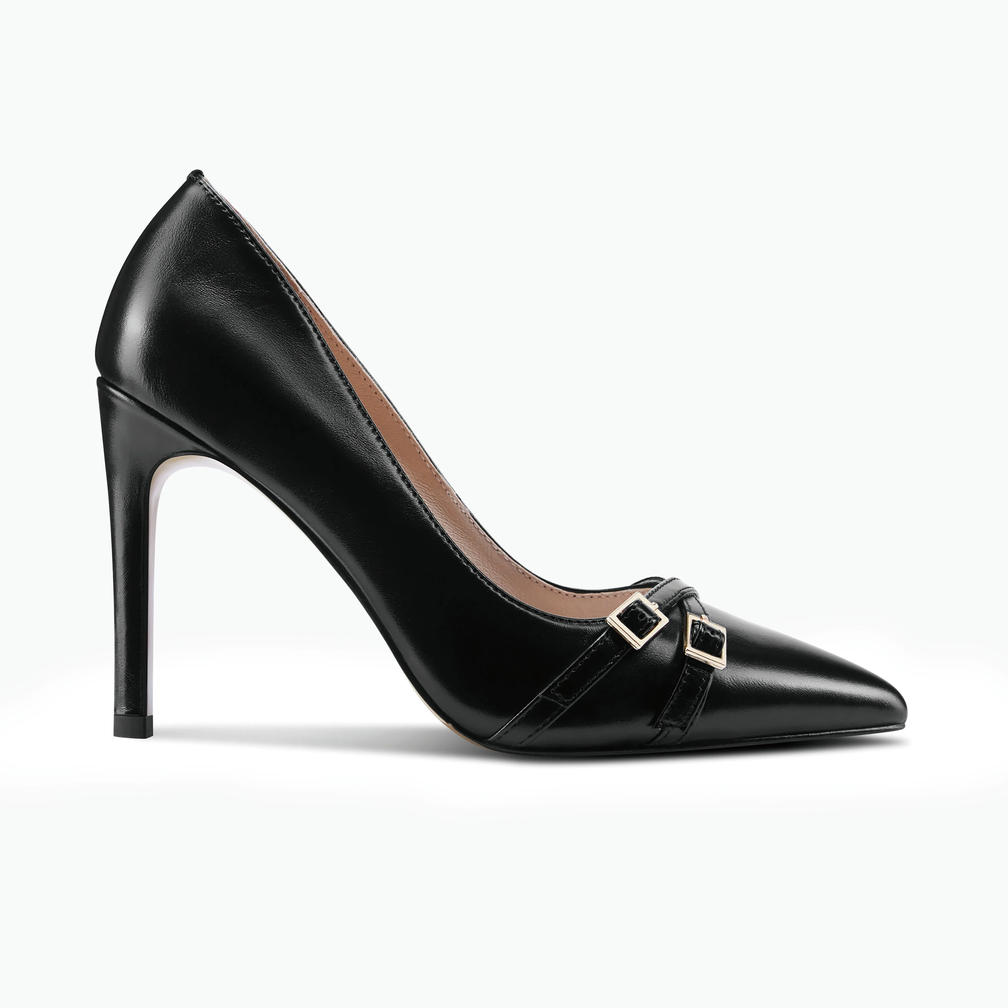 Urban Style Simple Accent Nash Heel | Black Leather