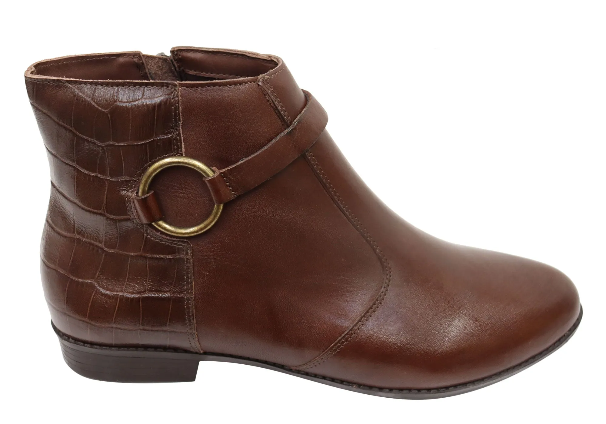 Via Paula Lin Womens Comfortable Brazilian Leather Ankle Boots Lace Closure