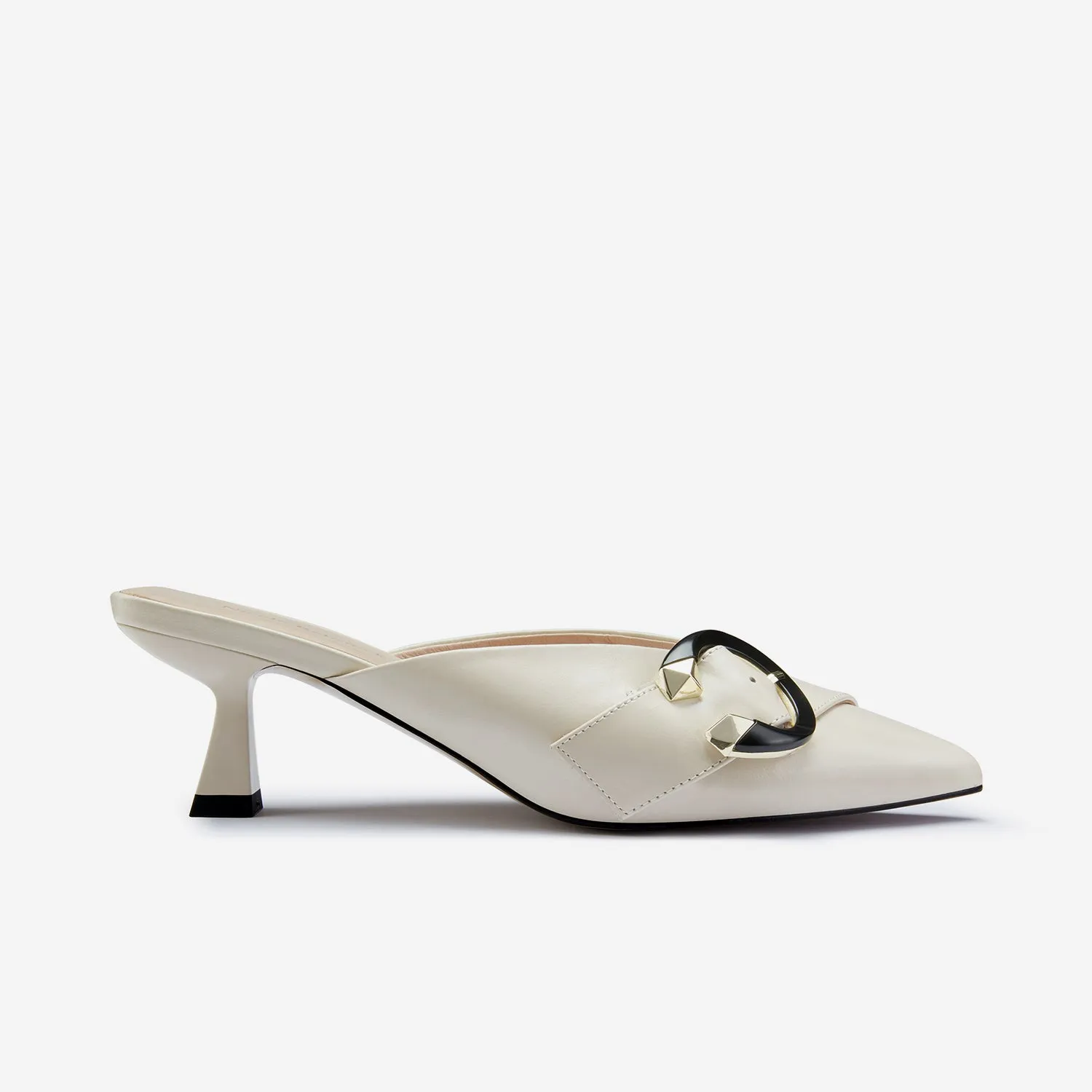 Sandro Mule Heel | Ivory Leather Luxe Heels