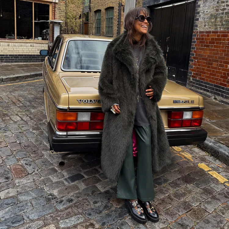 Green Faux Fur Coat Active Urban Layer