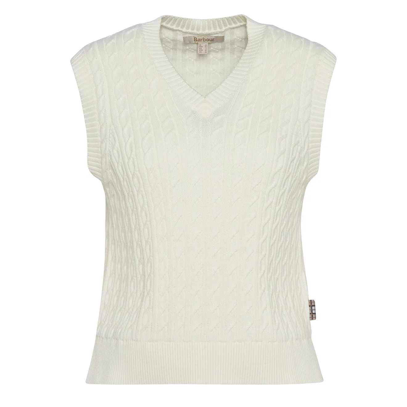 Barbour Womens Hartland Sleeveless Knitted Jumper Cloud Wide Hem Detail